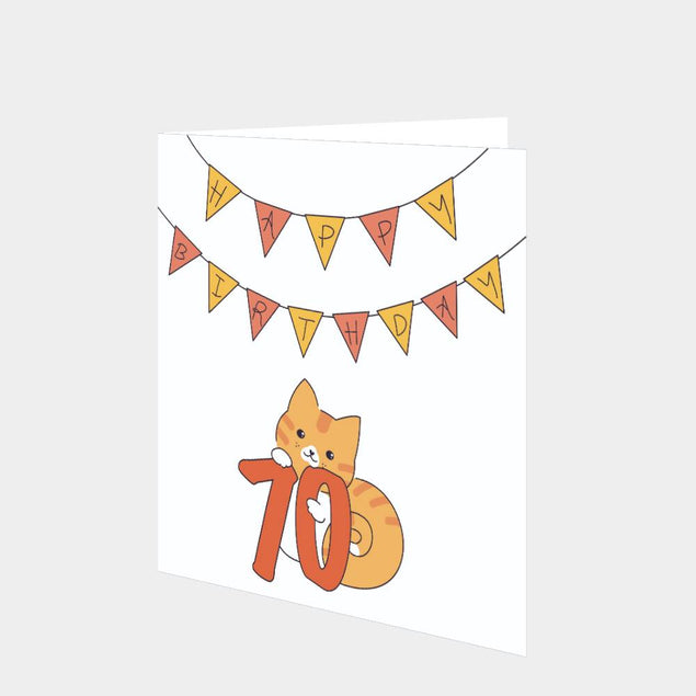 Birthday Cat 70 Card
