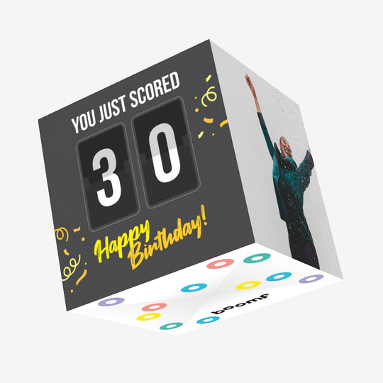 Happy 30th Birthday Football Score Confetti-exploding Greetings Card