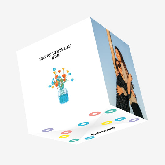 Flowers In A Vase For Mum Confetti-exploding Greetings Card