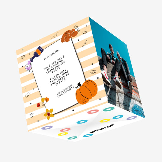 Autumn Colours Happy Thanksgiving Teacher Confetti-exploding Greetings Card