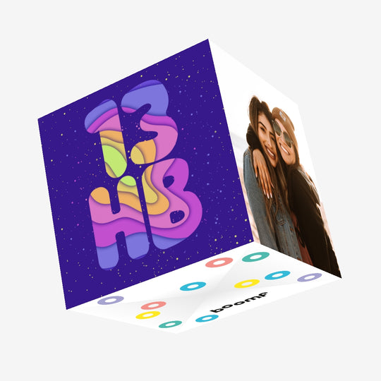 Blue Dotted Background Happy 13th Birthday Confetti-exploding Greetings Card