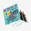 5th Birthday Nephew Cute Shark Confetti-exploding Greetings Card