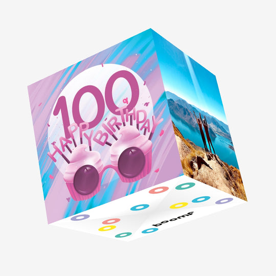 Happy 100th Birthday Cupcake Glasses Confetti-exploding Greetings Card