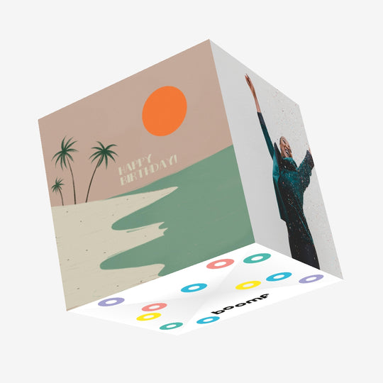 Happy Birthday Tropical View Confetti-exploding Greetings Card