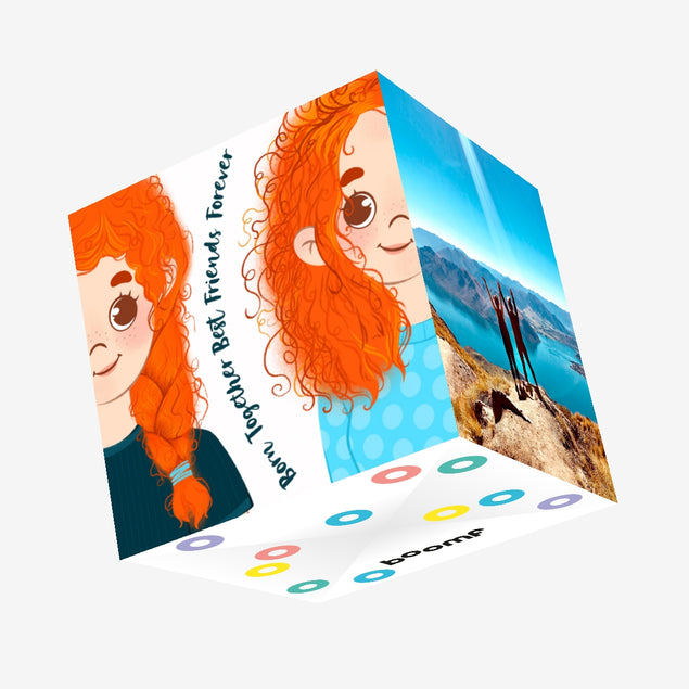 Redheads Girls Born Together Best Friends Forever Happy Birthday Confetti-exploding Greetings Card