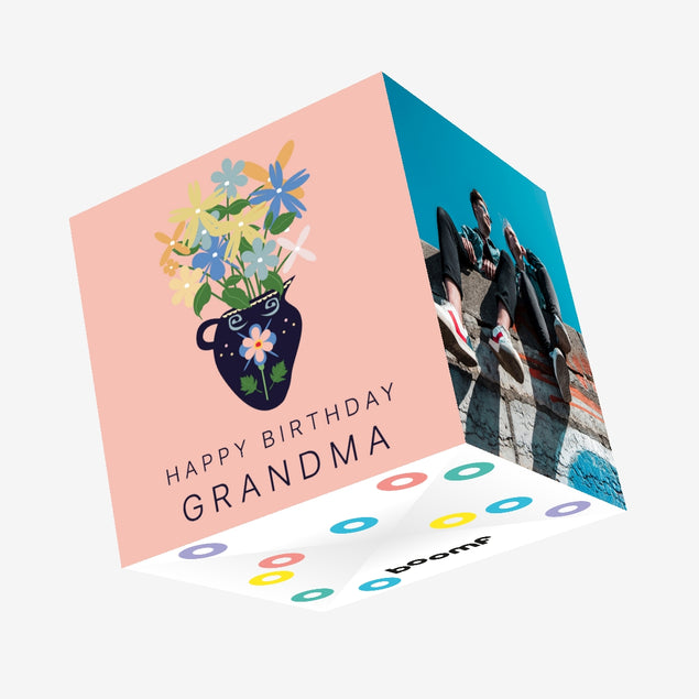 Flowers In A Vase For Grandma Birthday Confetti-exploding Greetings Card