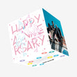 Happy Anniversary Gay Flamingo Couple Confetti-exploding Greetings Card