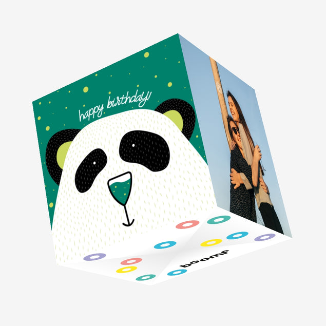 Panda With Green Nose Happy Birthday Confetti-exploding Greetings Card