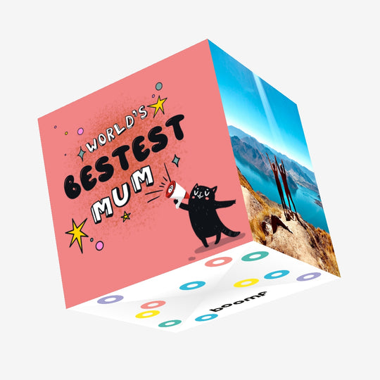 World's Bestest Mum Funny Black Cat Mother's Day Confetti-exploding Greetings Card