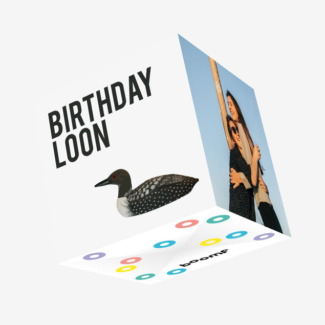 Rude Bird Birthday Loon Confetti-exploding Greetings Card
