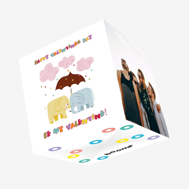 Be My Valentine Cute Elephants Valentine's Day Confetti-exploding Greetings Card