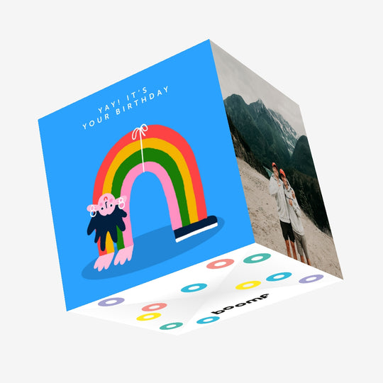 Rainbow Person Birthday Confetti-exploding Greetings Card