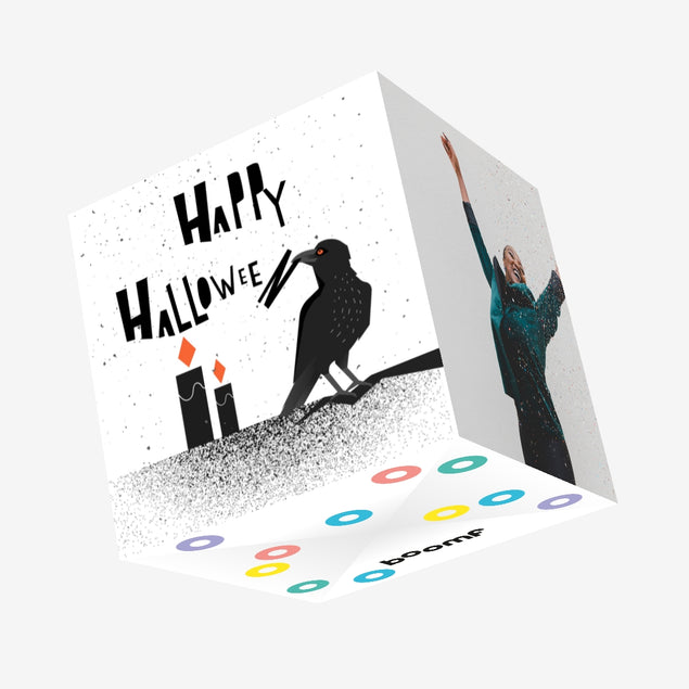 Happy Halloween Black Crow Confetti-exploding Greetings Card