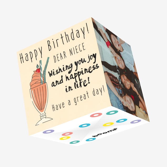 Milkshake Happy Birthday Niece Wishing You Joy And Happiness Confetti-exploding Greetings Card