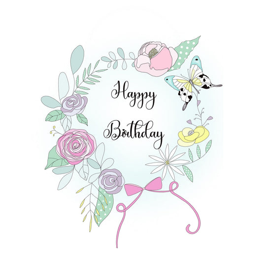 Happy Birthday Floral Wreath Card