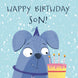 Happy Birthday Son Cute Dog And A Cake Card