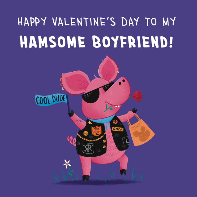 Hamsome Boyfriend Pig Valentines Day Card - 1