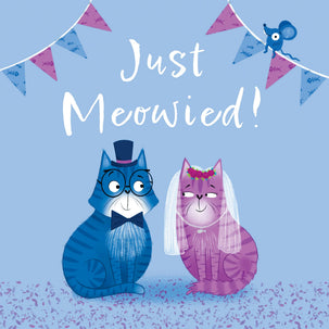 Just Meowied Cute Cat Wedding Card. - 1