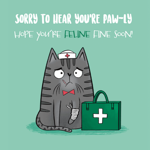Paw-ly Cat Get Well Soon Card - 1