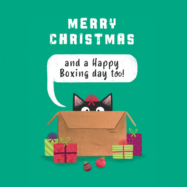 Funny Cat Boxing Day Christmas Card - 1