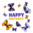 Purple And Yellow Butterflies Happy Birthday