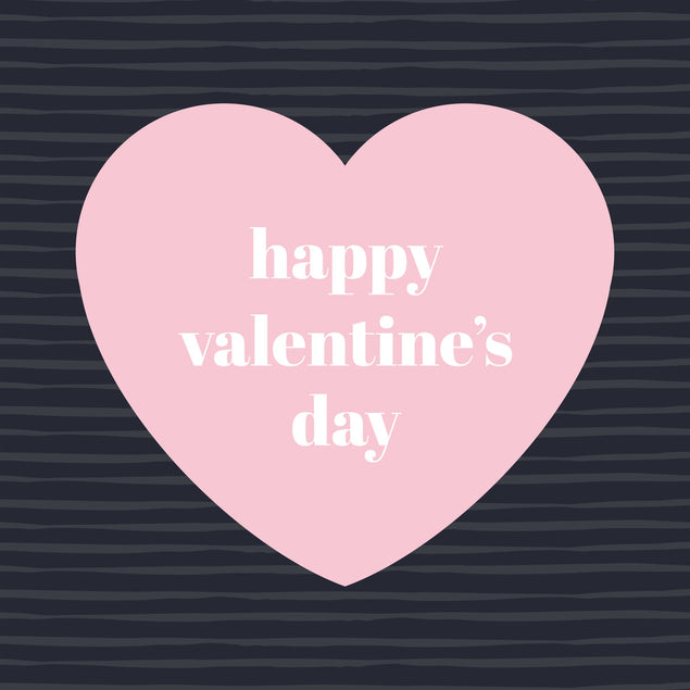 Happy Valentine's Day Pink On Black Heart Card