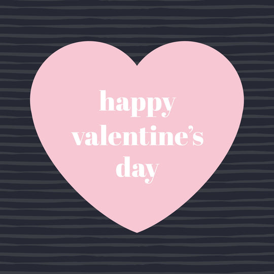 Happy Valentine's Day Pink On Black Heart Card