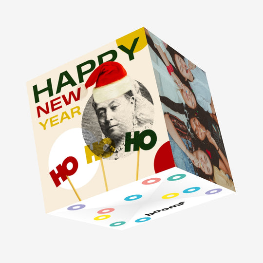 Vintage Victorian Happy New Year Confetti-exploding Greetings Card