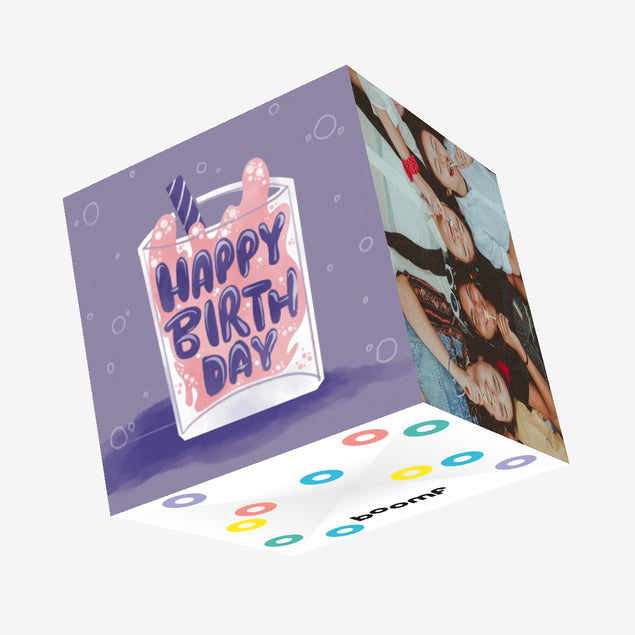 Fresh Strawberry Milkshake Happy Birthday Confetti-exploding Greetings Card