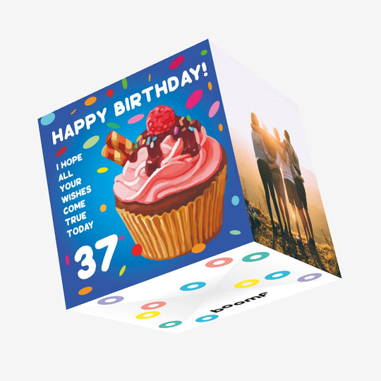 Happy 37th Birthday Cupcake Confetti-exploding Greetings Card