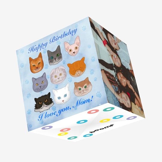 Happy Birthday Mom Cats Confetti-exploding Greetings Card