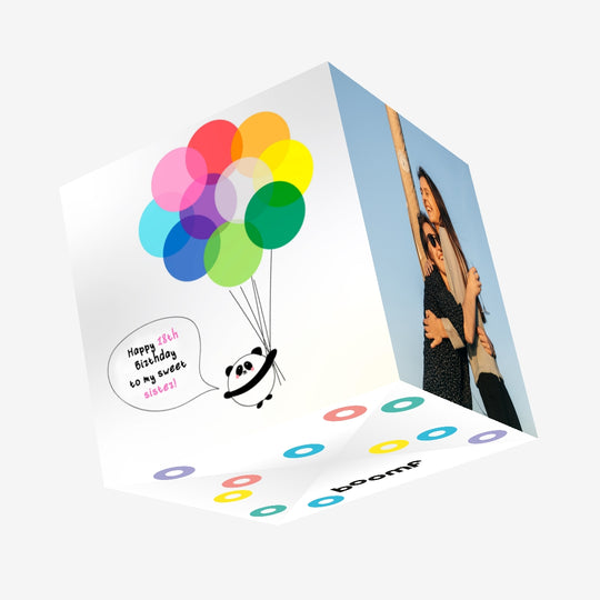 Cute Panda With Balloons Happy 18th Birthday To My Sister Confetti-exploding Greetings Card