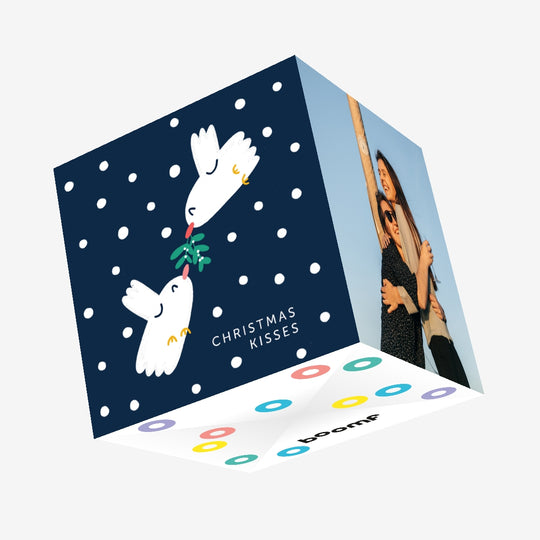 Cute Doves Mistletoe Christmas Confetti-exploding Greetings Card