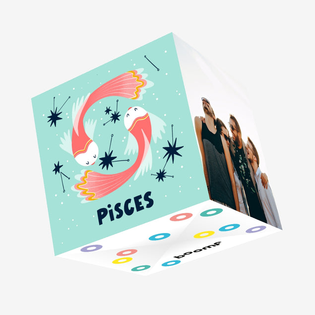 Red Fish Pisces Star Sign Birthday Confetti-exploding Greetings Card
