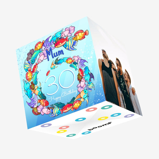 Whirlpool Fish Mum 30th Birthday Confetti-exploding Greetings Card