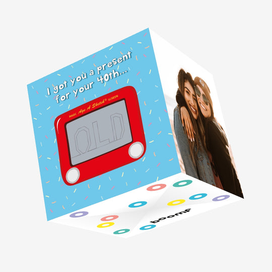 Etch A Sketch Happy 40th Birthday Confetti-exploding Greetings Card