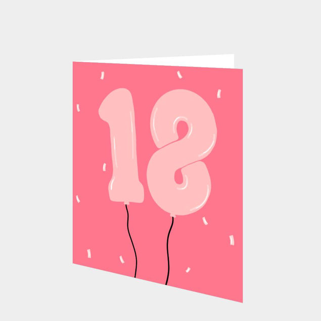 18 Balloons Pink Card