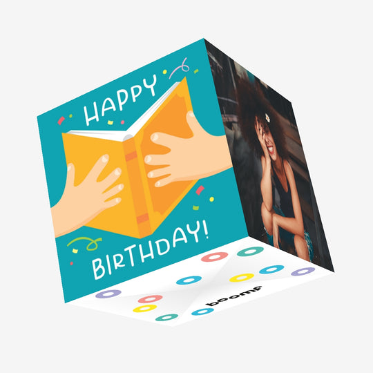 Yellow Book Happy Birthday Confetti-exploding Greetings Card