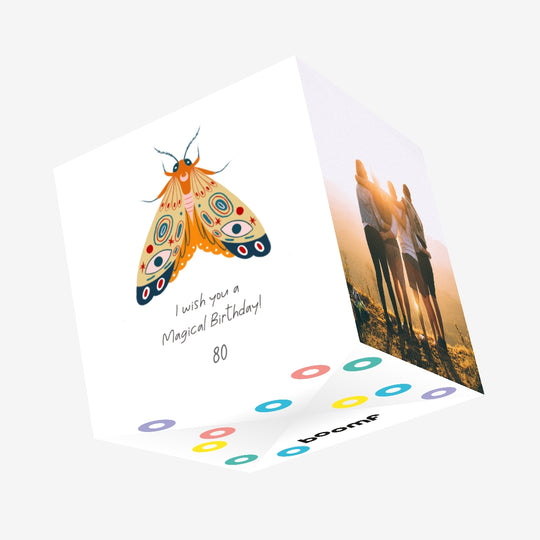 Butterfly Magical 80th Birthday Confetti-exploding Greetings Card