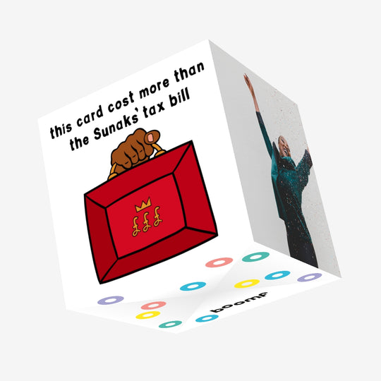 Expensive or a Cheap Tax Bill? Confetti-exploding Greetings Card