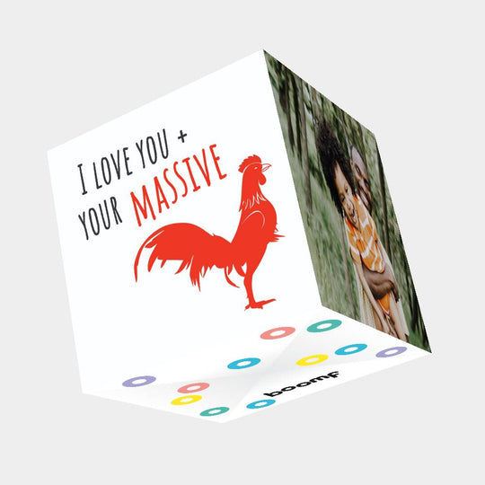 I Love You + Your Massive Bomb 3D Cube Card