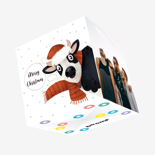 Merry Christmas Cute Cow Confetti-exploding Greetings Card