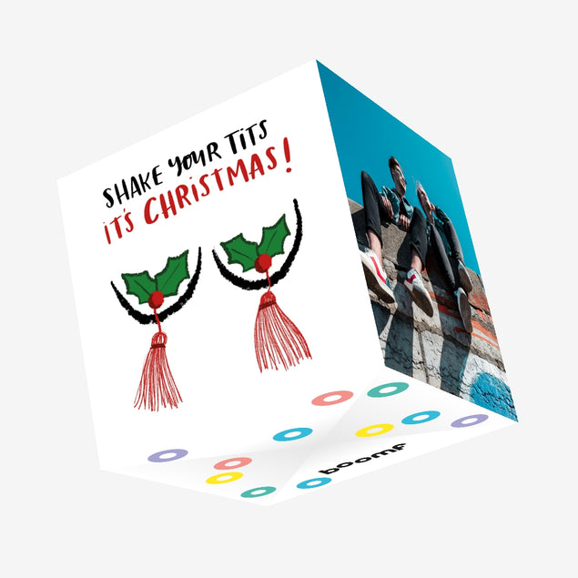 Festive Tits Christmas Confetti-exploding Greetings Card