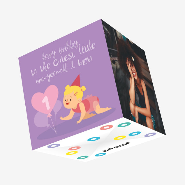 The Cutest Little Girl Happy 1st Birthday Confetti-exploding Greetings Card
