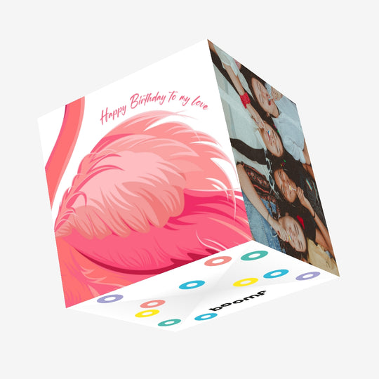 Happy Birthday Flamingo Feathers Confetti-exploding Greetings Card