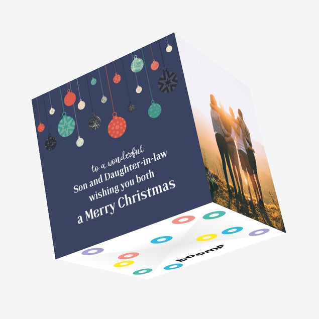 Wishing You Both Merry Christmas To Son And Daughter-in-law Confetti-exploding Greetings Card