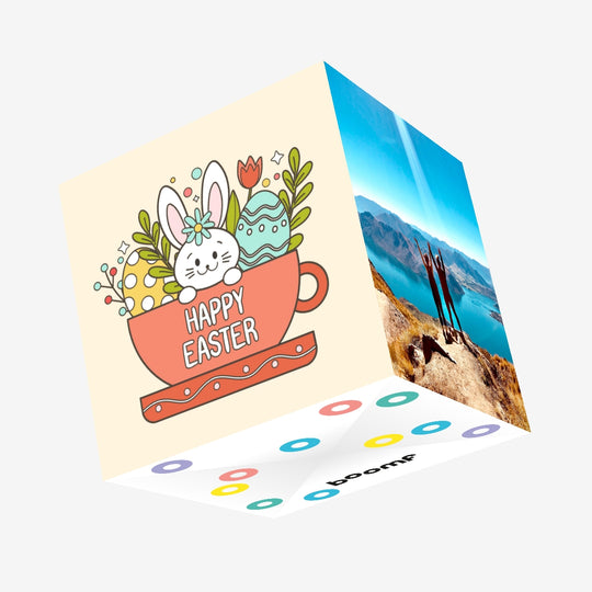 Happy Easter Rabbit Tea Cup Confetti-exploding Greetings Card