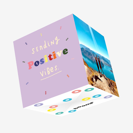 Sending positive vibes Confetti-exploding Greetings Card