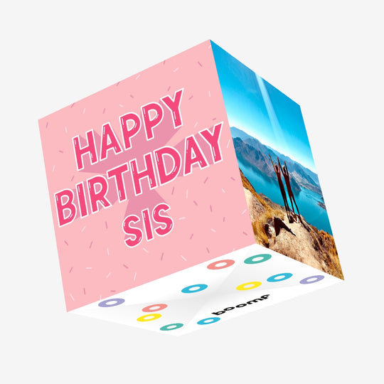 Happy Birthday Sis Pink Confetti-exploding Greetings Card