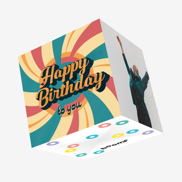 Happy Birthday To You Retro Style Confetti-exploding Greetings Card